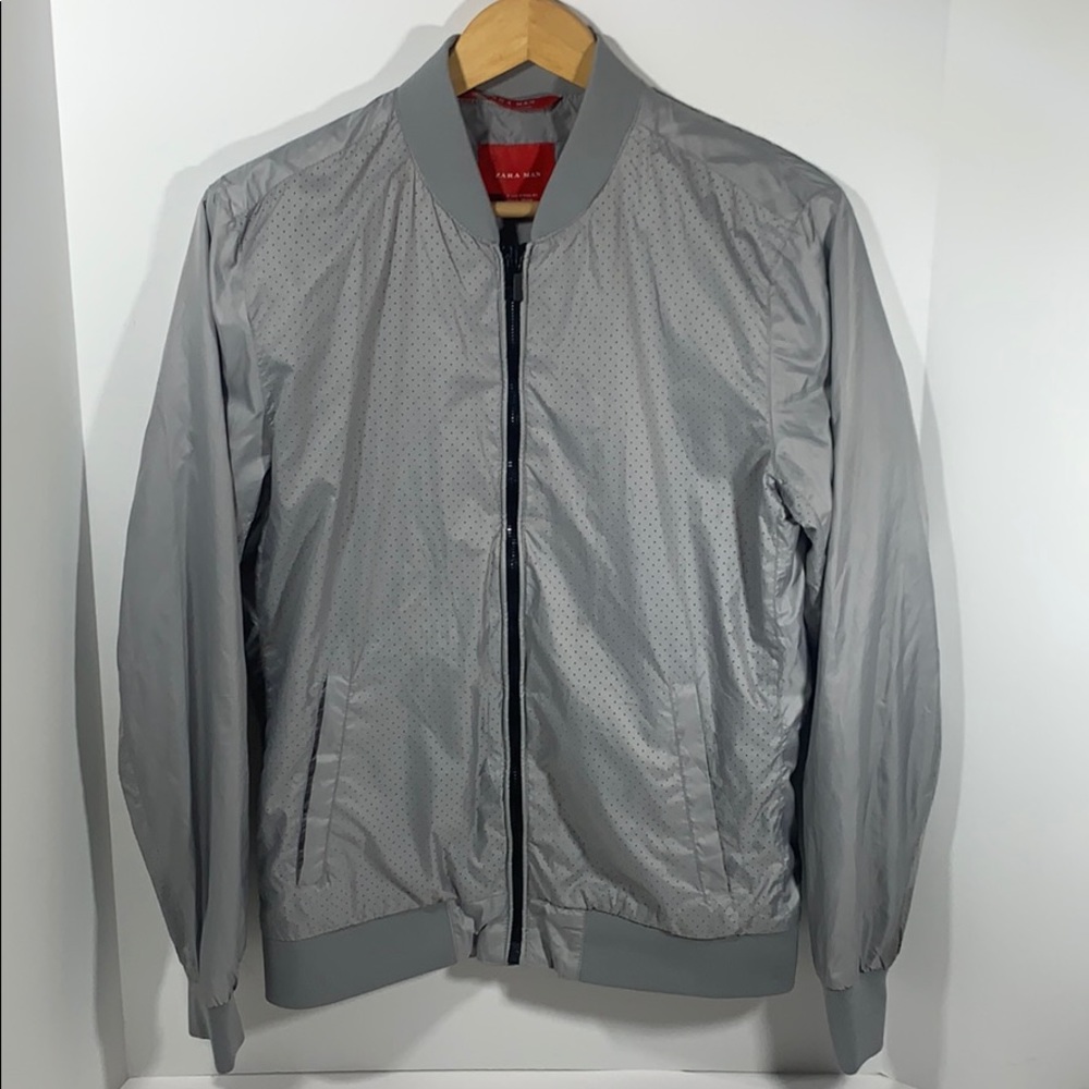 Zara Man Polyester Jacket in gray Size Medium